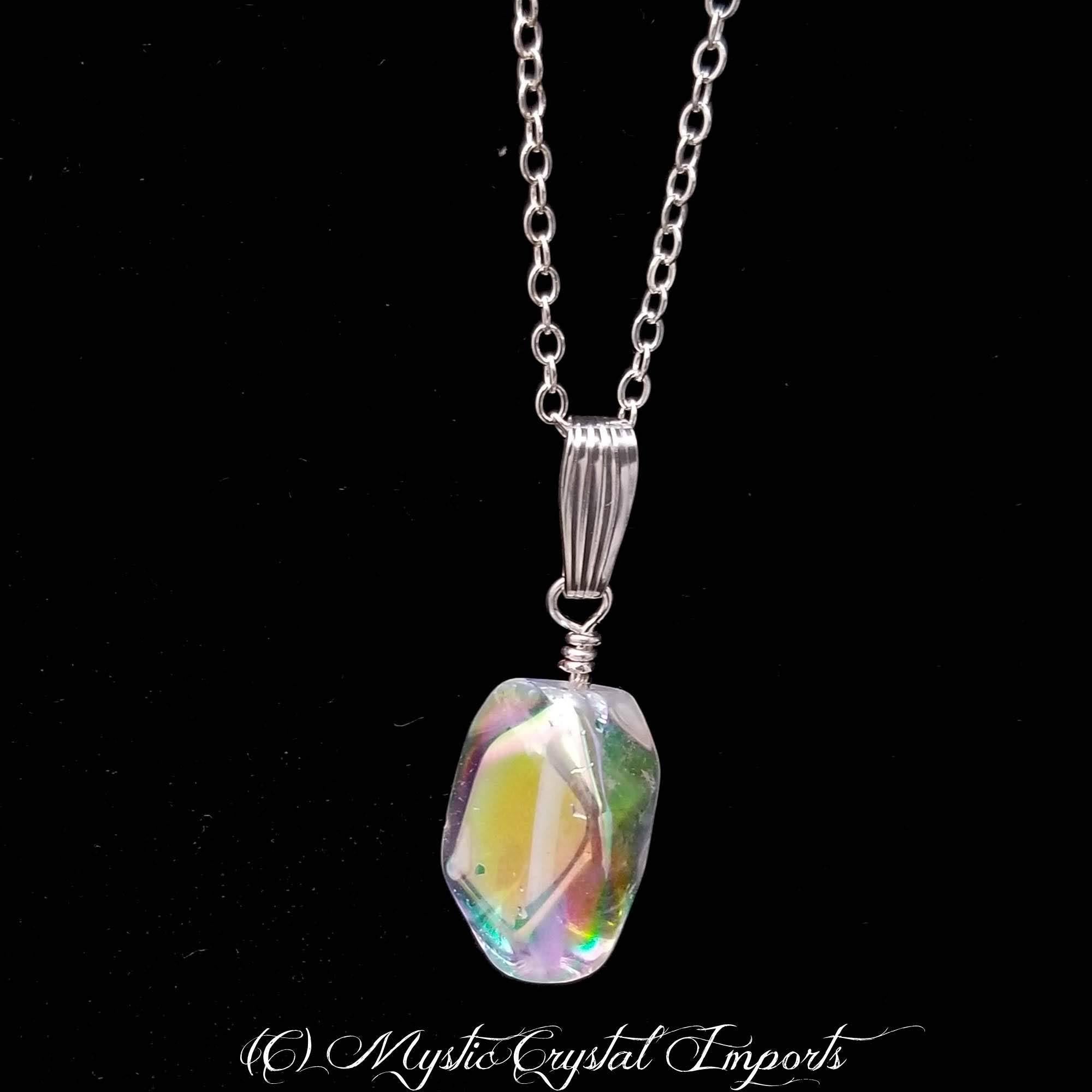 Angel Aura Quartz Crystal Necklace | Radiant Heart Sacred Geometry - VOLTLIN