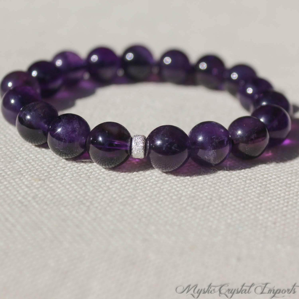 Amethyst Bracelet - Extra Fine Quality Natural Deep Purple Crystal Bea ...